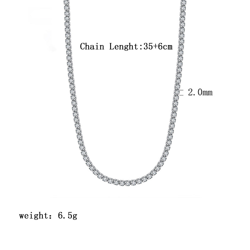 925 Sterling Silver Zircon Sparkle Curve Necklace