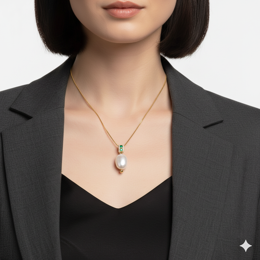 925 Silver Freshwater Pearl Pendant Necklace – 18K Gold Plated