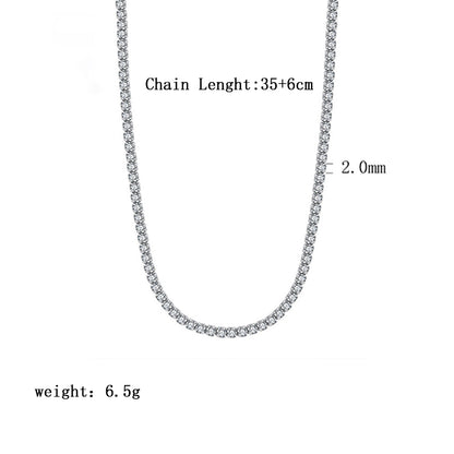 925 Sterling Silver Zircon Sparkle Curve Necklace