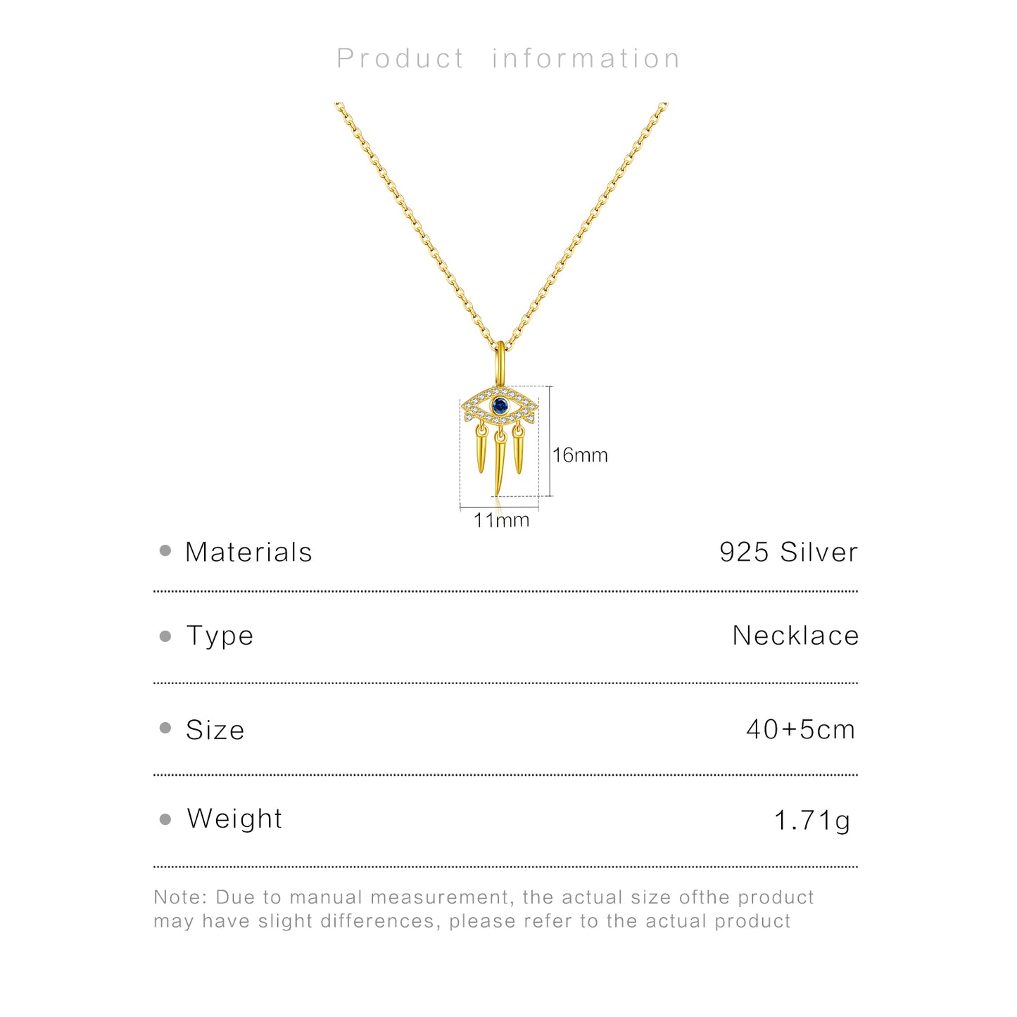 925 Sterling Silver Devil's Eye Pendant Necklace