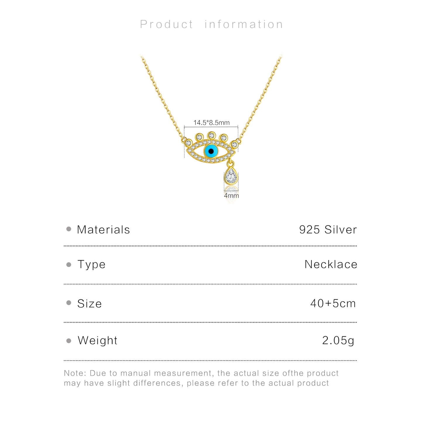 925 Sterling Silver Devil's Eye Pendant Necklace