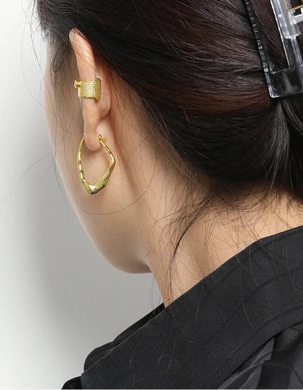 Asymmetrical Hoop Earrings – Minimalist Geometric Design