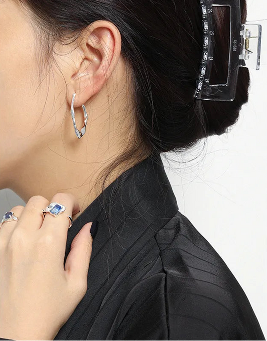 Asymmetrical Hoop Earrings – Minimalist Geometric Design