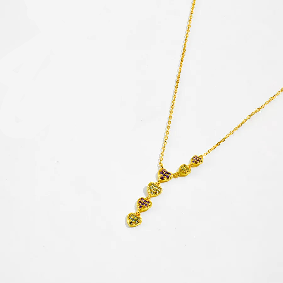 925 Silver Heart Shaped Pendant Necklace with Zircon Inlay